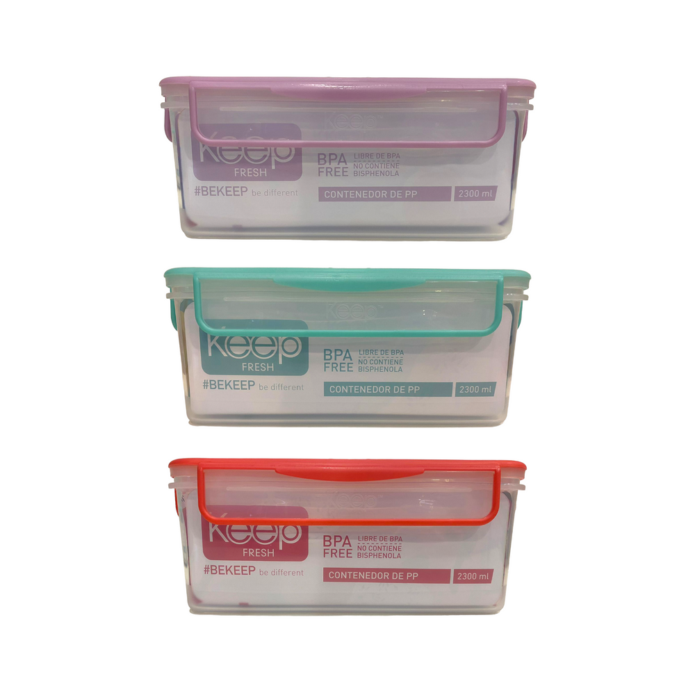 HERMETICO PP RECTANGULAR 2300ML KEEP