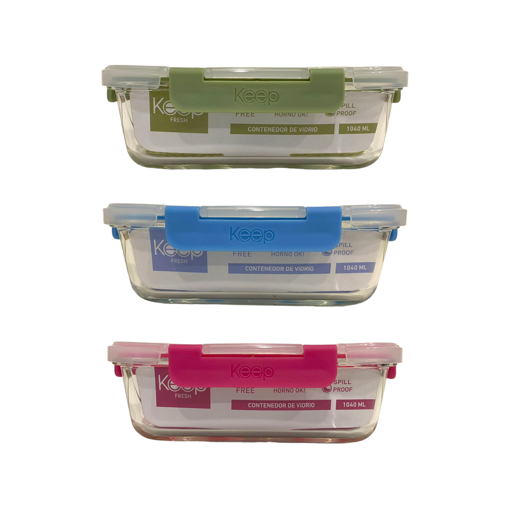 HERMETICO RECTANGULAR 1040ML GLASS KEEP