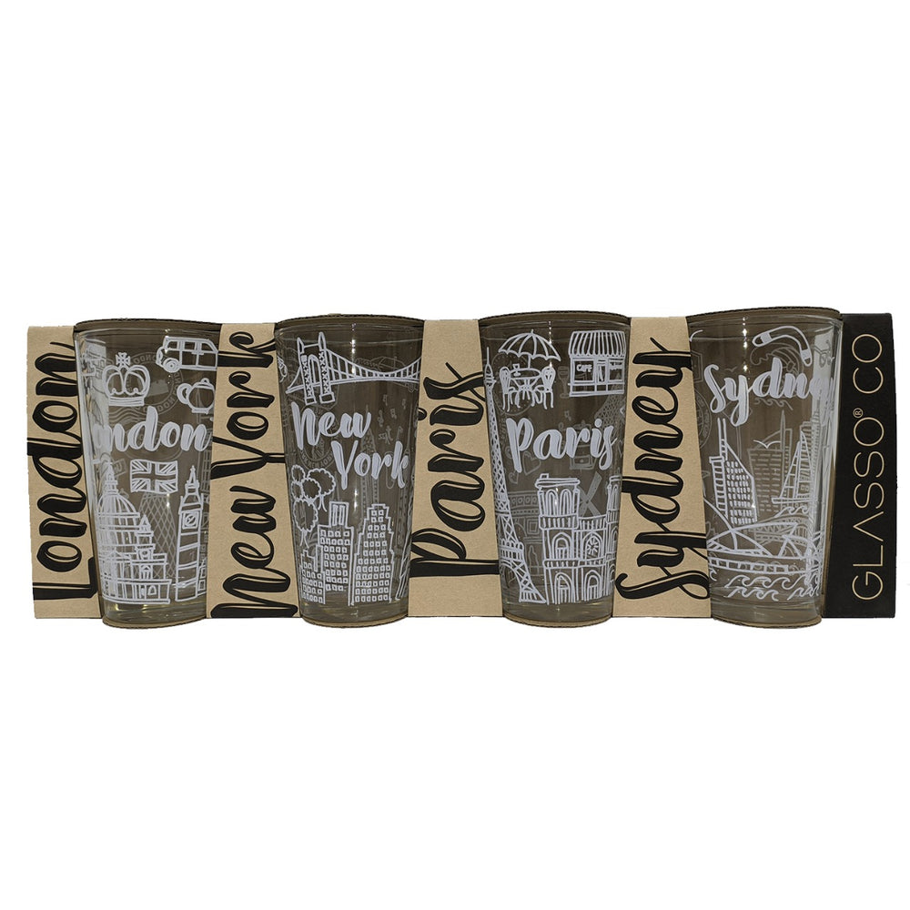 SET 4 VASOS CITY COLLECTION GLASSO